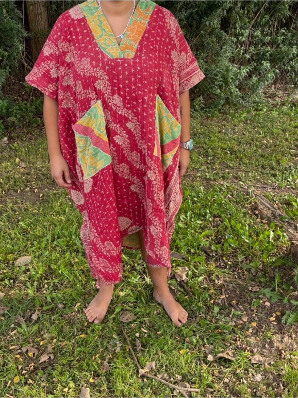 Kantha kaftan dress with pockets Kantha muumuu